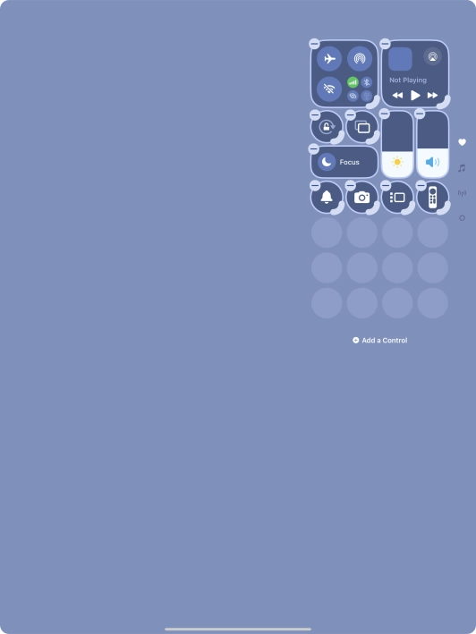 Press Add a Control and follow the instructions on the screen to add the required function to Control Centre.