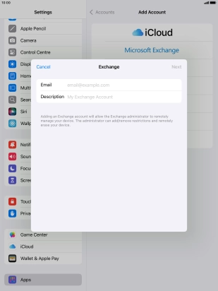 Press Email and key in your email address.
