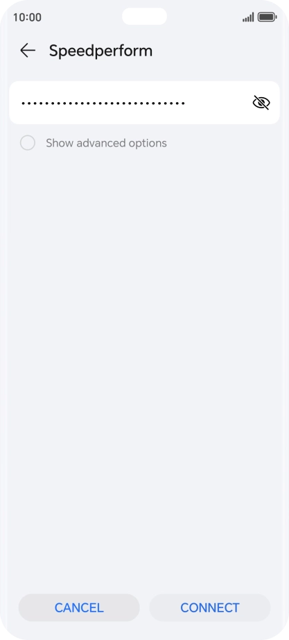 Key in the password for the Wi-Fi network and press CONNECT.