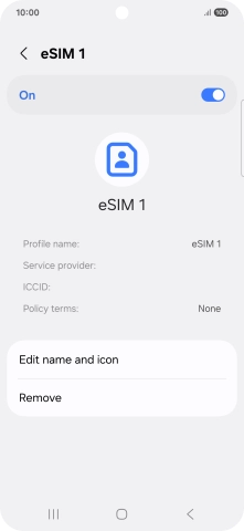 Press Remove and follow the instructions on the screen to delete your eSIM.