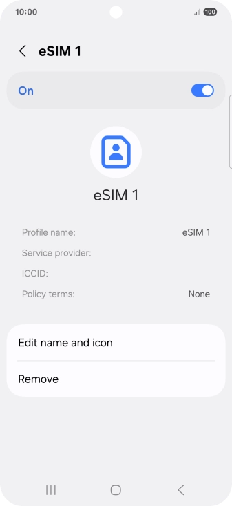 Press Remove and follow the instructions on the screen to delete your eSIM.