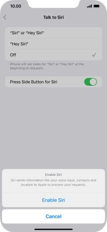Press Enable Siri.