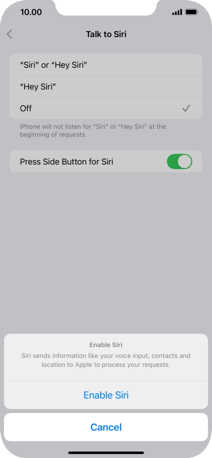 Press Enable Siri.
