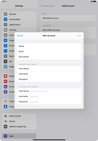 Press Host Name and key in the name of your email provider's outgoing server. Press Host Name and key in the name of your email provider's outgoing server.