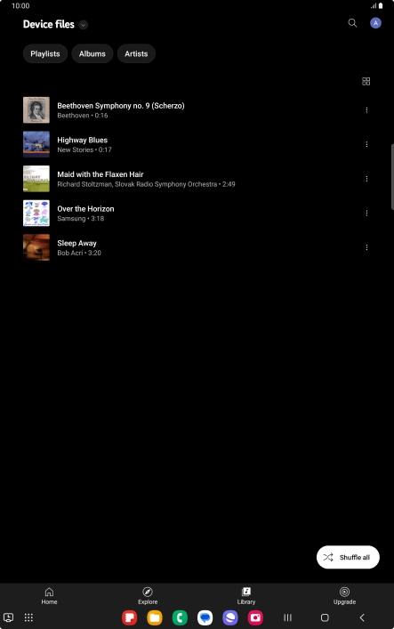Press the required audio file.
