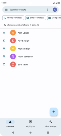 Press the new contact icon.