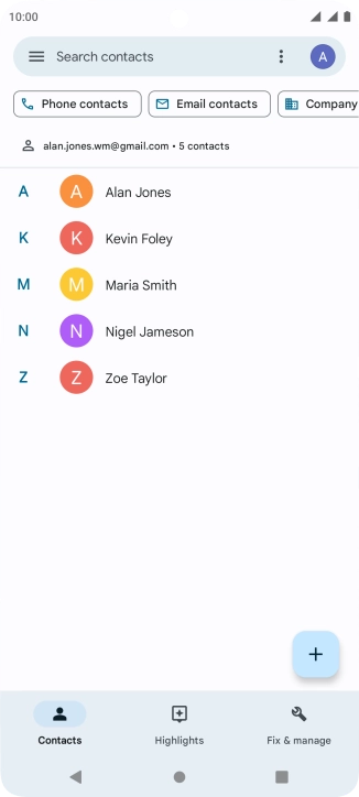 Press the new contact icon.