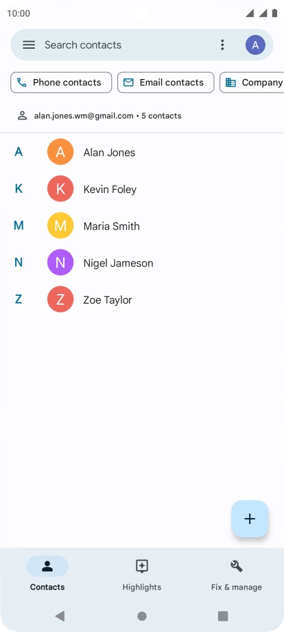 Press the new contact icon.