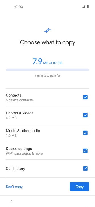 Press the fields next to the required data types.