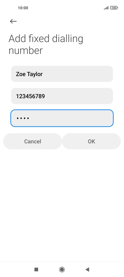Key in your PIN2 and press OK. The default PIN2 is 1111.