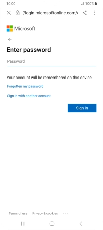 Press Password and key in the password for your email account.