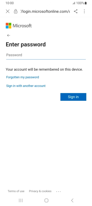 Press Password and key in the password for your email account.