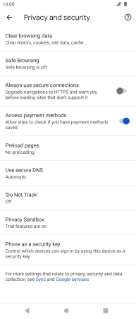 Press Clear browsing data.