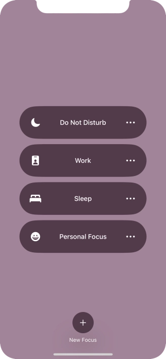 Press the required focus mode to activate or deactivate it immediately.