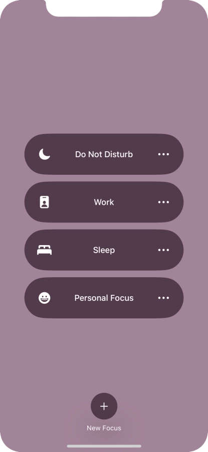 Press the required focus mode to activate or deactivate it immediately.