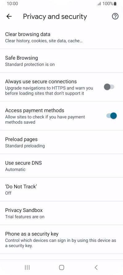 Press Clear browsing data.