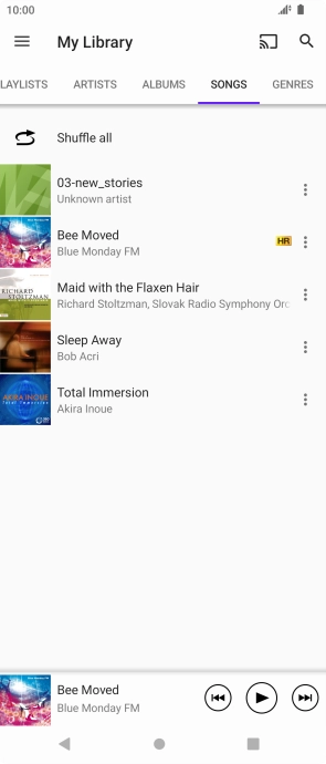 Press the required audio file.