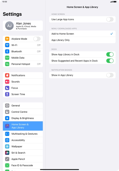 Press the indicator next to 