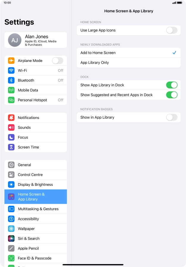 Press the indicator next to 