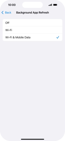 To turn off background refresh of apps, press Off.