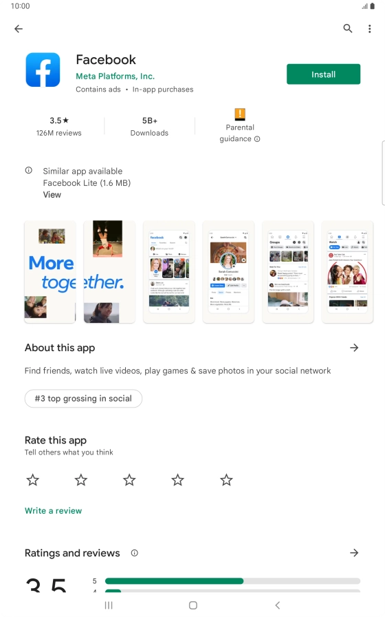 Press Install and follow the instructions on the screen to install the app.