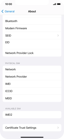 Your phone's EID number is displayed below EID.