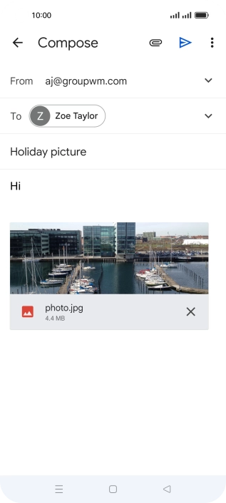Press the send icon when you've finished your email message.