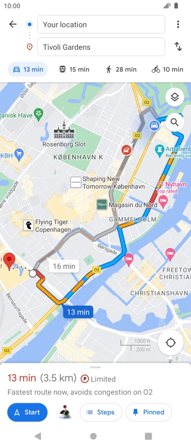 Press the required mode of transportation.