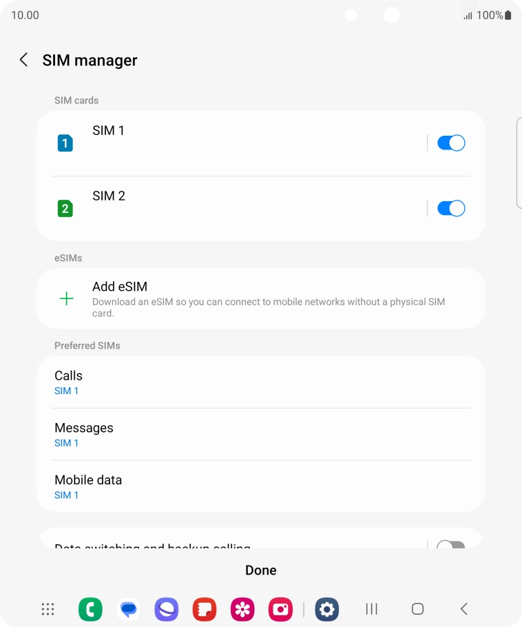 Press the required SIM.