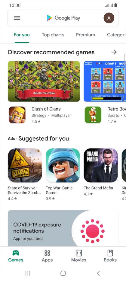 Press the search field.