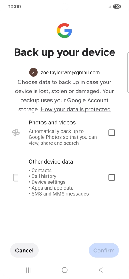 Press the fields next to the required data types to select them.