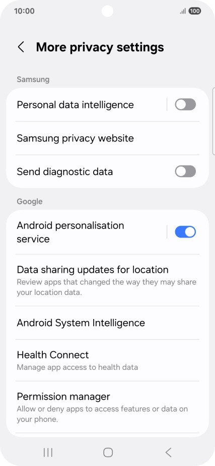 Press Permission manager.