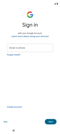 Press Email or phone and key in the username for your Google account.