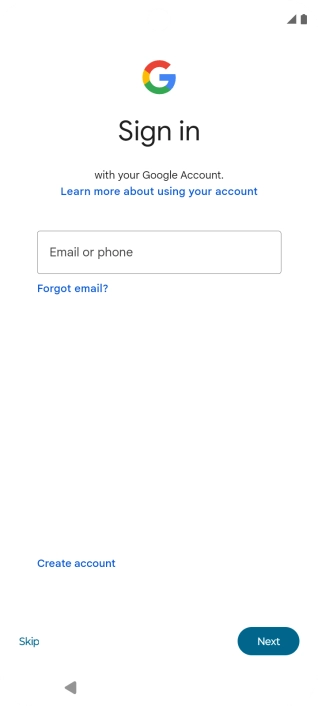 Press Email or phone and key in the username for your Google account.