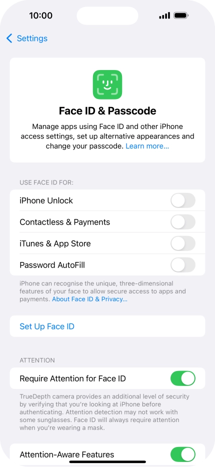 Press Set Up Face ID.