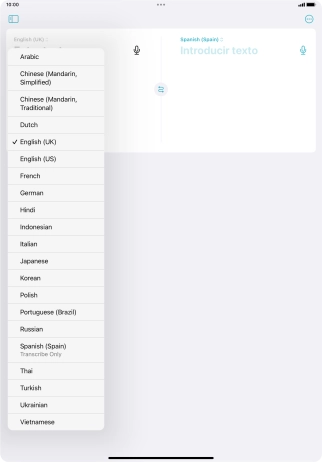 Press the required source language.