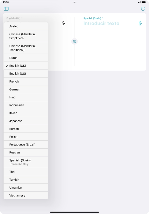Press the required source language.