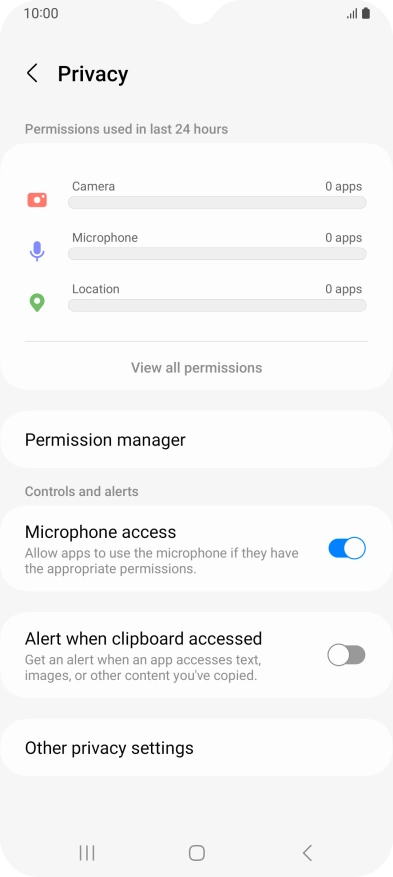Press View all permissions.