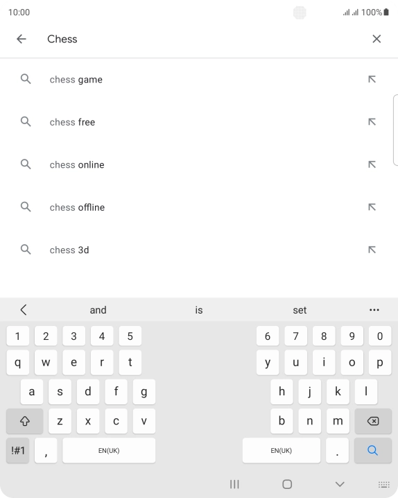 Key in the name or subject of the required app and press the search icon.