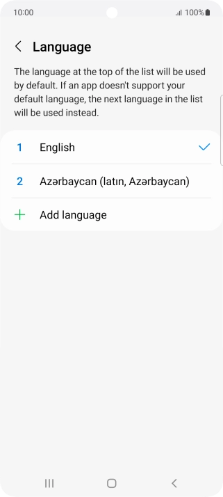 To subsequently select another language as the default language, press the required language. To subsequently select another language as the default language, press the required language.