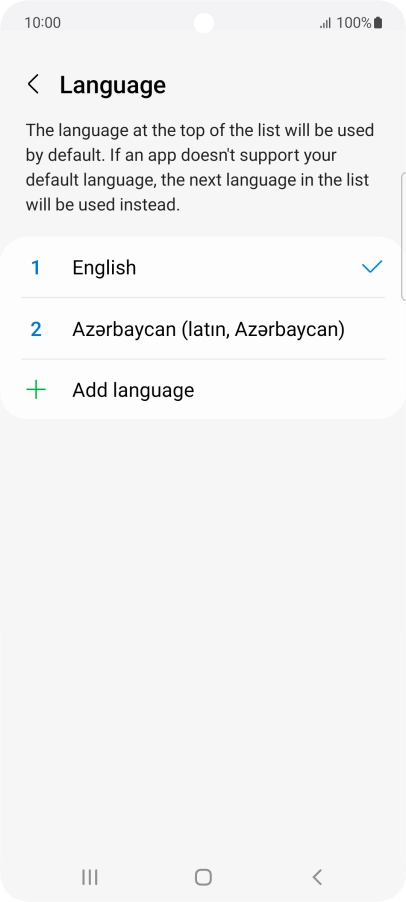 To subsequently select another language as the default language, press the required language. To subsequently select another language as the default language, press the required language.