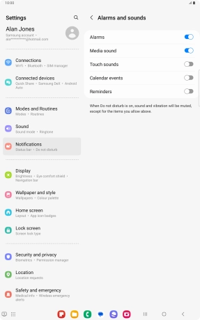 Press the indicators to turn sound and vibration for the selected functions on or off.