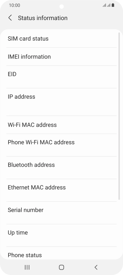 Your phone's EID number is displayed below EID.