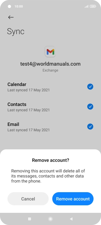Press Remove account.