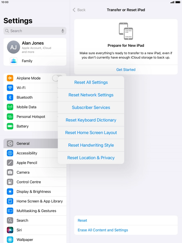 Press Reset All Settings. Press Reset All Settings.