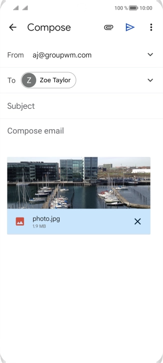 Press Subject and write the subject of your email message.