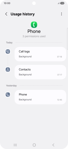 The app activity for the selected app is displayed.