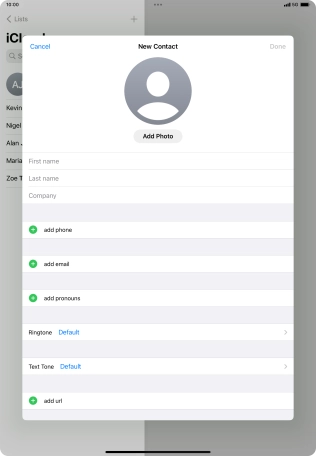 Press First name and key in the first name.