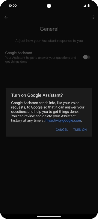 If you turn on the function, press TURN ON.