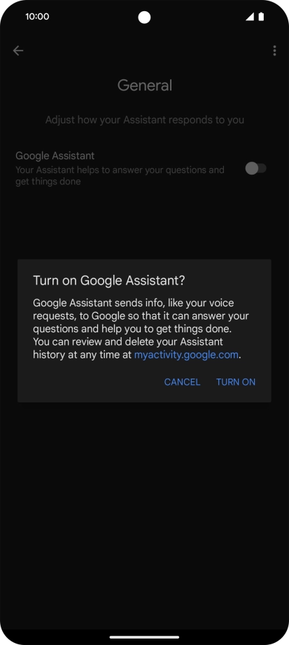 If you turn on the function, press TURN ON.